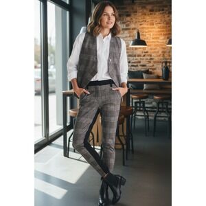 Ruti Womens 10 (Ruti 3) Tailor- Made Combo Fitted Pants Taupe Plaid NWT Academia